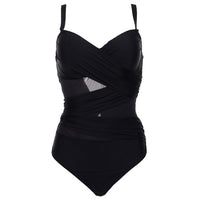 Plus Size Sexy One Piece Swimsuit Women Summer Beachwear Vintage Mesh Swimwear Bathing Suits
