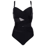 Plus Size Sexy One Piece Swimsuit Women Summer Beachwear Vintage Mesh Swimwear Bathing Suits