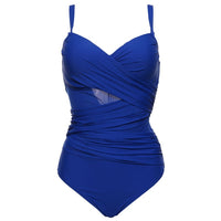 Plus Size Sexy One Piece Swimsuit Women Summer Beachwear Vintage Mesh Swimwear Bathing Suits