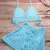 Crochet Women Bikini Top and Skirt Set