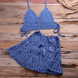 Crochet Women Bikini Top and Skirt Set