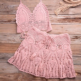 Crochet Women Bikini Top and Skirt Set