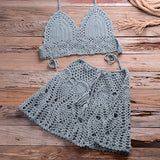 Crochet Women Bikini Top and Skirt Set