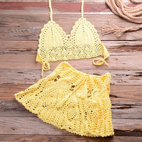 Crochet Women Bikini Top and Skirt Set