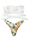 Sexy Vintage Banana Print Bikini Set  Swimwear Women Push Up Bikini