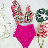 Two-Pieces Women Floral 2020 Push-Up Padded Bra Ruffles Bandage Bikini Set Swimsuit Swimwear Bathing Suit Beachwear Biquini