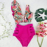 Two-Pieces Women Floral 2020 Push-Up Padded Bra Ruffles Bandage Bikini Set Swimsuit Swimwear Bathing Suit Beachwear Biquini