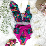 Two-Pieces Women Floral 2020 Push-Up Padded Bra Ruffles Bandage Bikini Set Swimsuit Swimwear Bathing Suit Beachwear Biquini