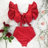 Two-Pieces Women Floral 2020 Push-Up Padded Bra Ruffles Bandage Bikini Set Swimsuit Swimwear Bathing Suit Beachwear Biquini