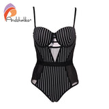 New Sexy Striped One-Piece Swimsuit 2021  Swimwear Backless Bodysuits Summer Beach Bathing Suit
