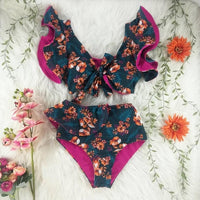 Multicolor Floral Ruffled Bikini Set Women