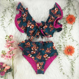 Multicolor Floral Ruffled Bikini Set Women
