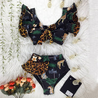 Two-Pieces Women Floral 2020 Push-Up Padded Bra Ruffles Bandage Bikini Set Swimsuit Swimwear Bathing Suit Beachwear Biquini