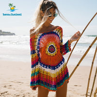 Rainbow Lace Cover Up Kimono 2021 Beach Tunic Robe
