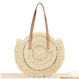 Bohemian Hand-woven Round Woman's Shoulder Bag  Straw Beach Bag Travel
