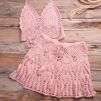 Crochet Women Bikini Top and Skirt Set