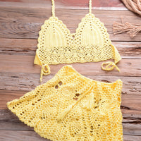 Crochet Women Bikini Top and Skirt Set