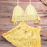 Crochet Women Bikini Top and Skirt Set