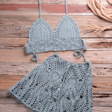 Crochet Women Bikini Top and Skirt Set