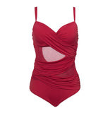 Plus Size Sexy One Piece Swimsuit Women Summer Beachwear Vintage Mesh Swimwear Bathing Suits